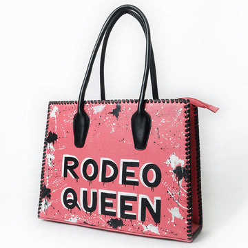 Never Mind Tote Hand Painted Genuine Cowhide Leather Women Bag Western Handbag Purse